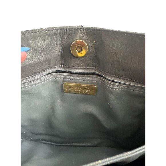 SAKS FIFTH AVENUE Vintage Gray Snakeskin Clutch Shoulder Handbag - Picture 4 of 12